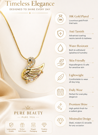 Elegant Swan Crystal Pendant Necklace