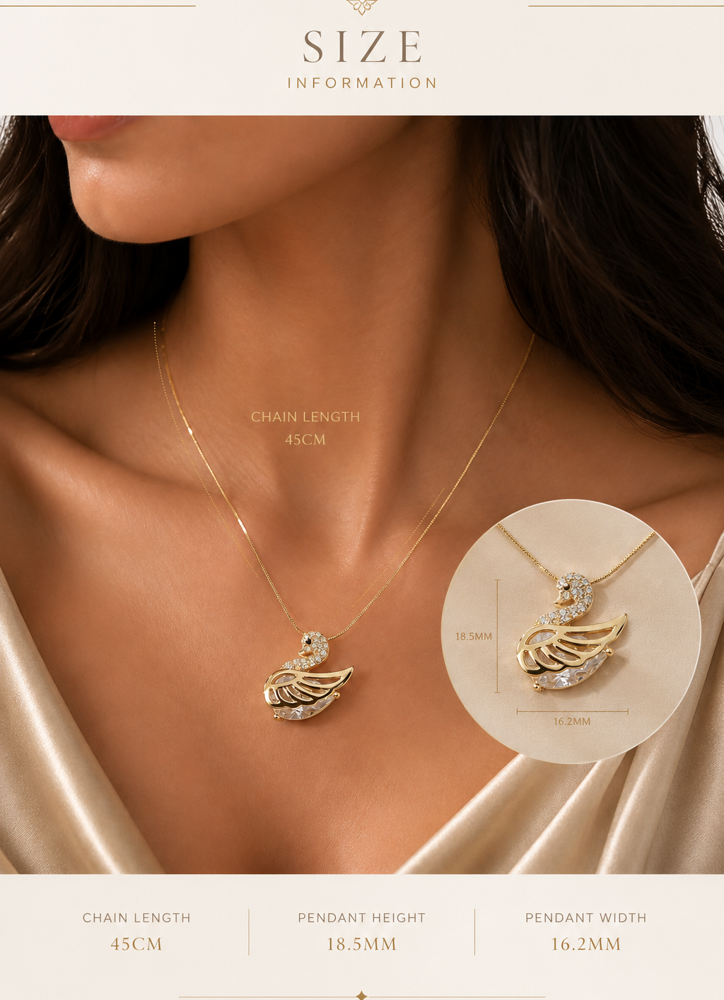 Elegant Swan Crystal Pendant Necklace