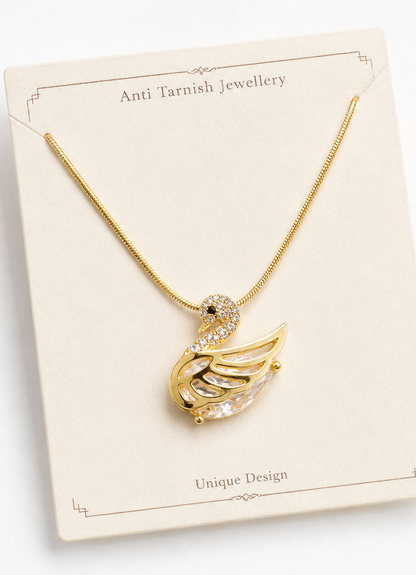 Elegant Swan Crystal Pendant Necklace