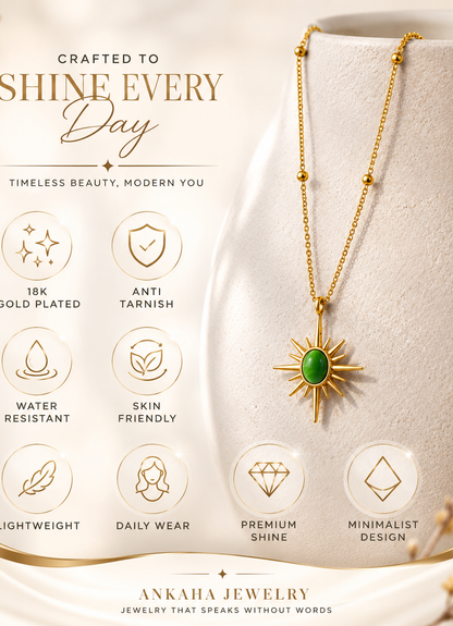 Green Sunburst Pendant Necklace