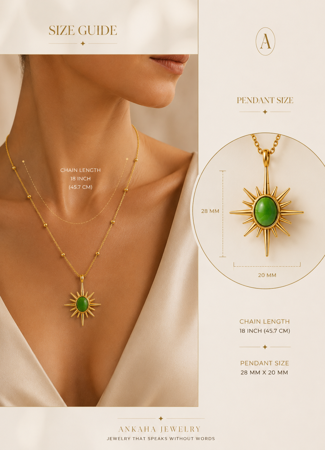 Green Sunburst Pendant Necklace