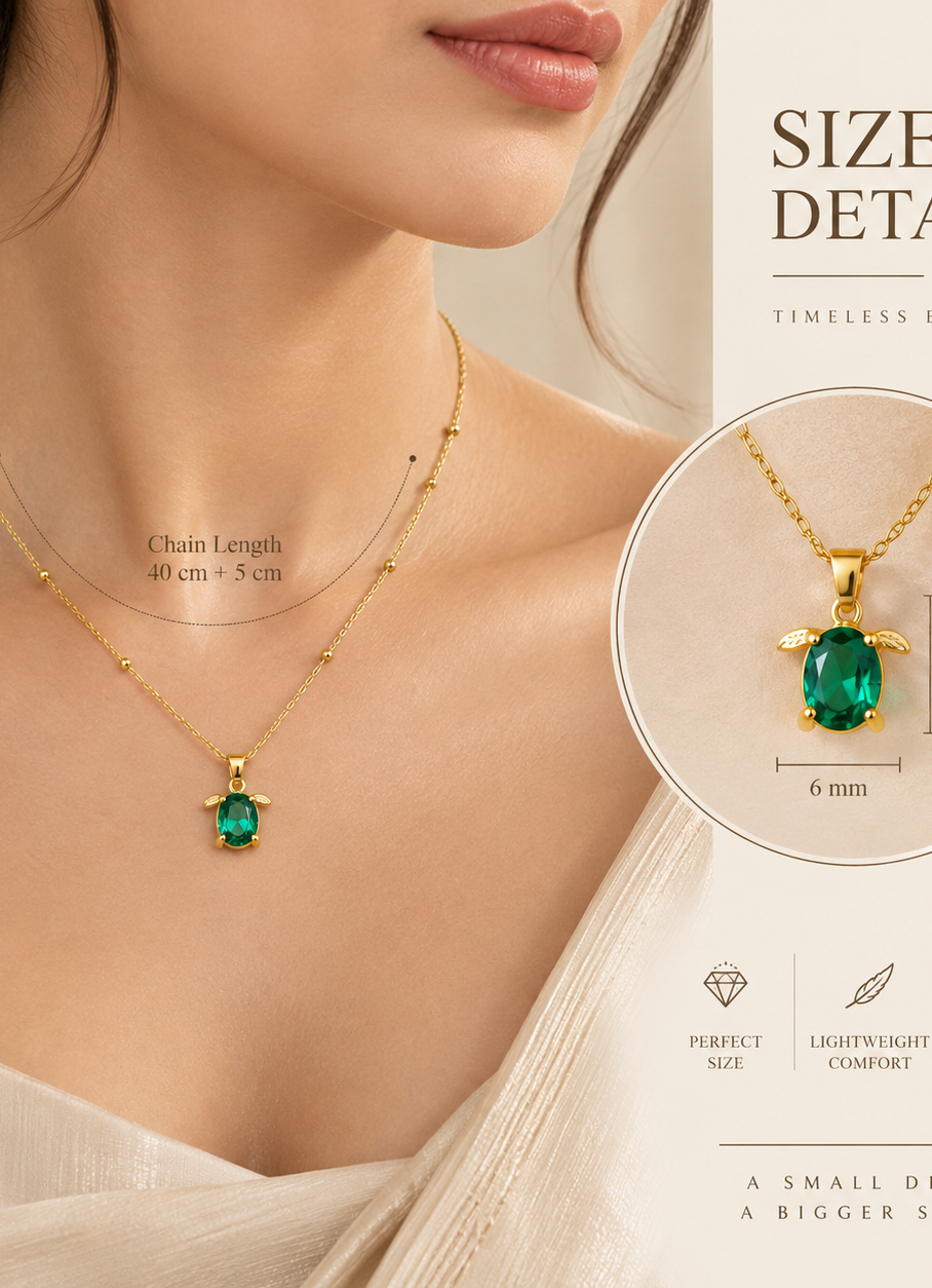 Green Turtle Pendant Necklace