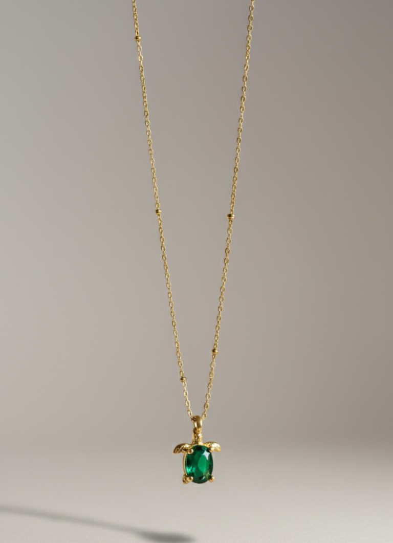 Green Turtle Pendant Necklace