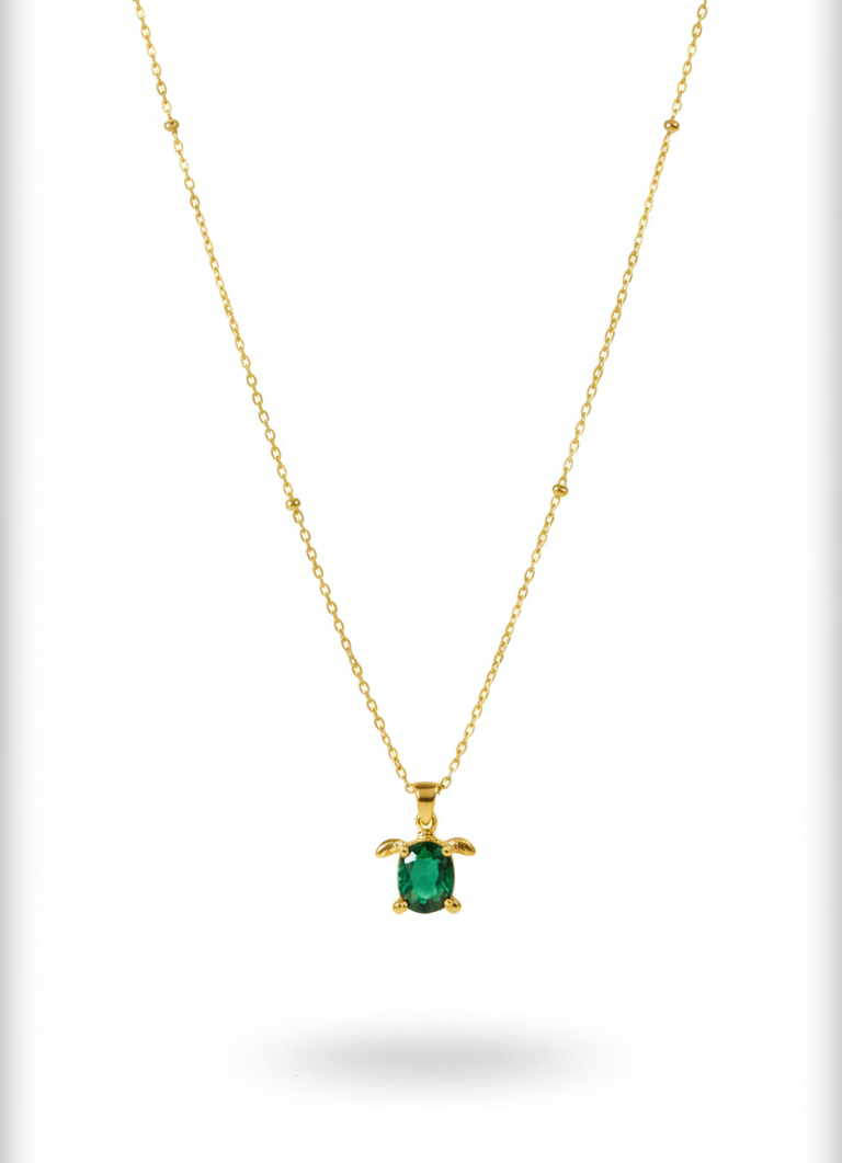 Green Turtle Pendant Necklace