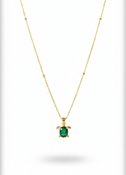 Green Turtle Pendant Necklace