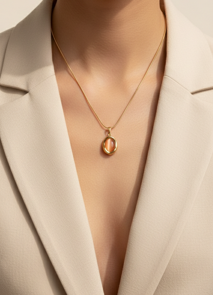Peach Cabochon Pendant Necklace