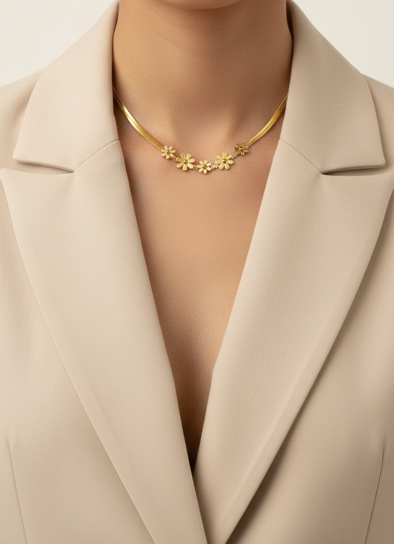 Dainty Gold Floral Necklace