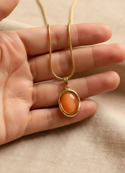 Peach Cabochon Pendant Necklace