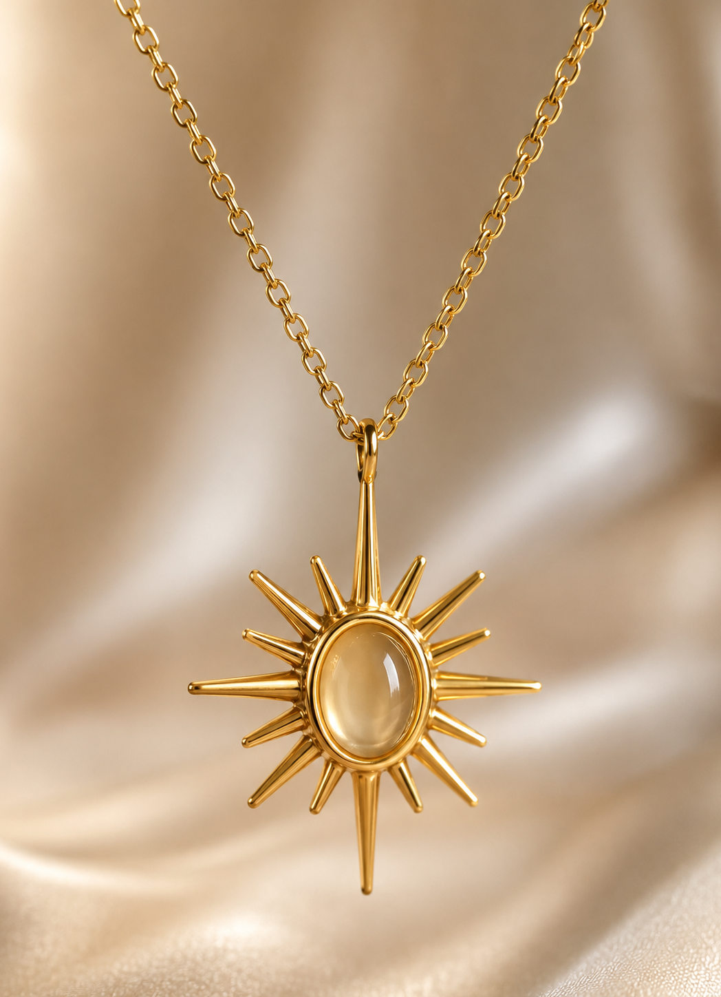 Golden Sunburst Pendant Necklace