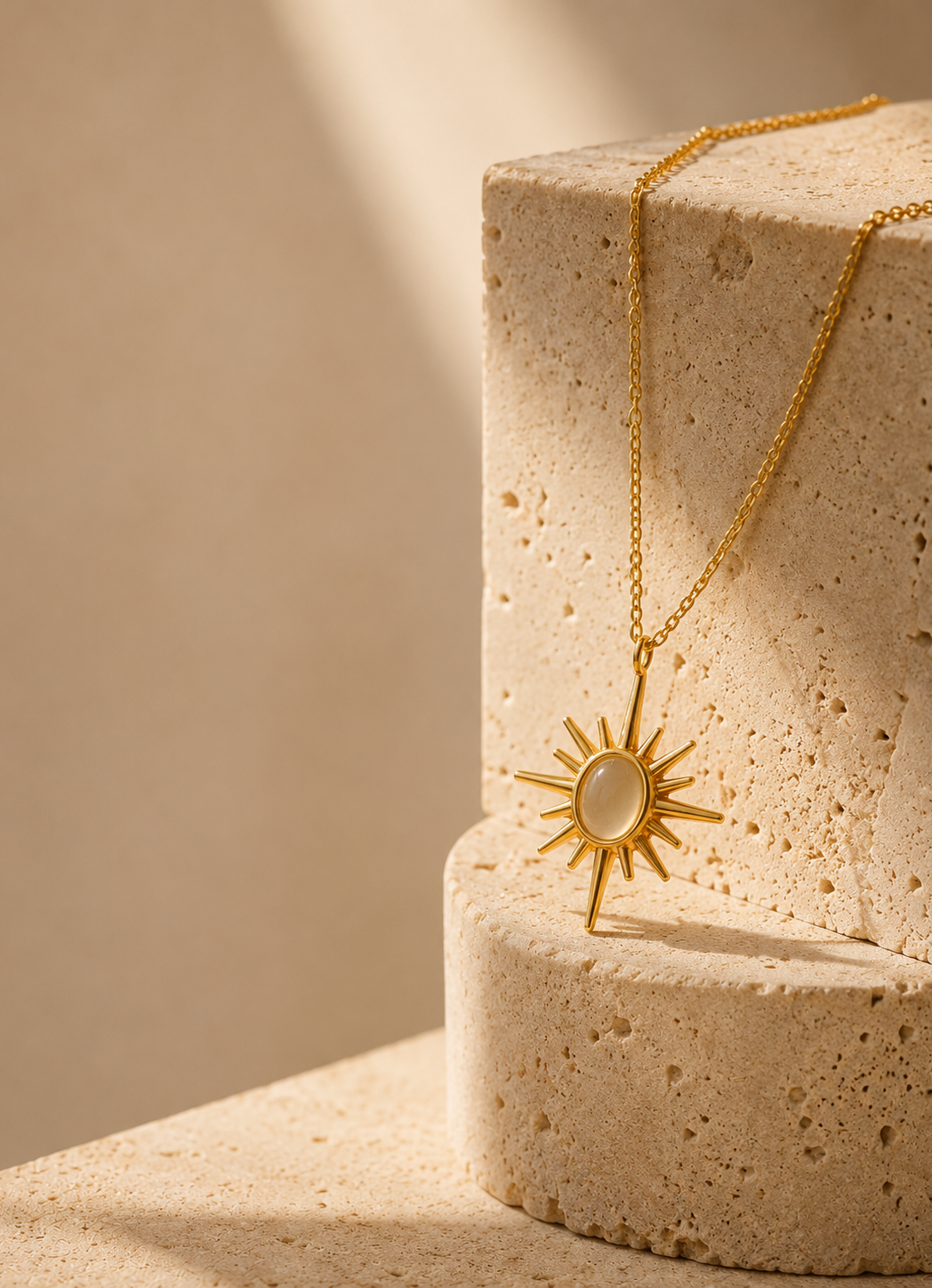 Golden Sunburst Pendant Necklace