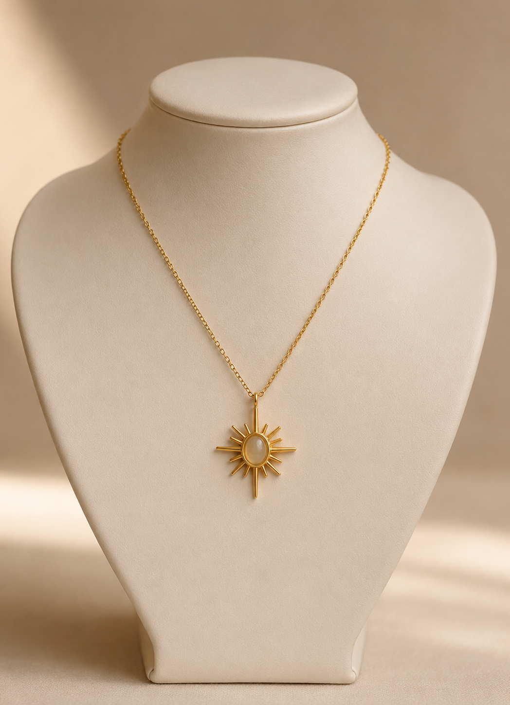 Golden Sunburst Pendant Necklace