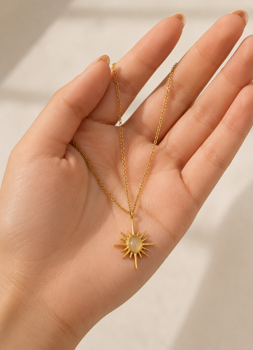 Golden Sunburst Pendant Necklace