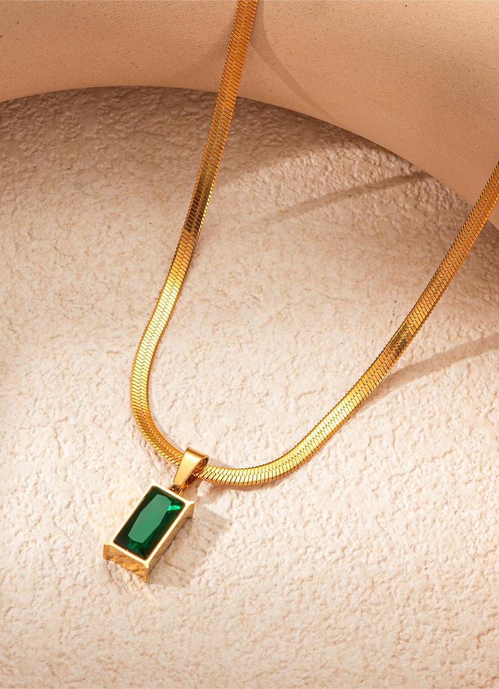 Emerald Green Rectangular Necklace