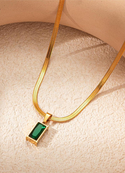 Emerald Green Rectangular Necklace
