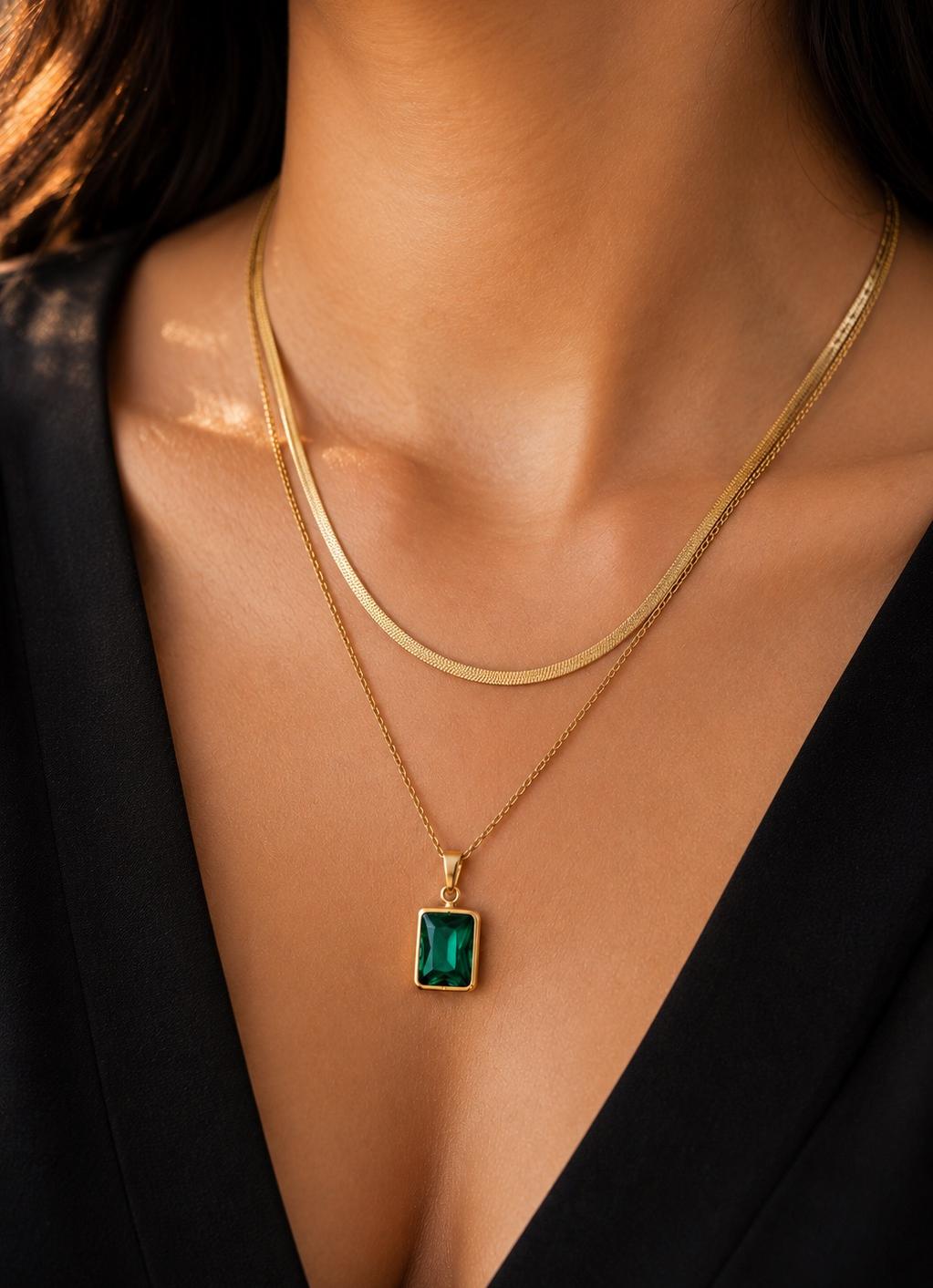Emerald Green Layered Necklace