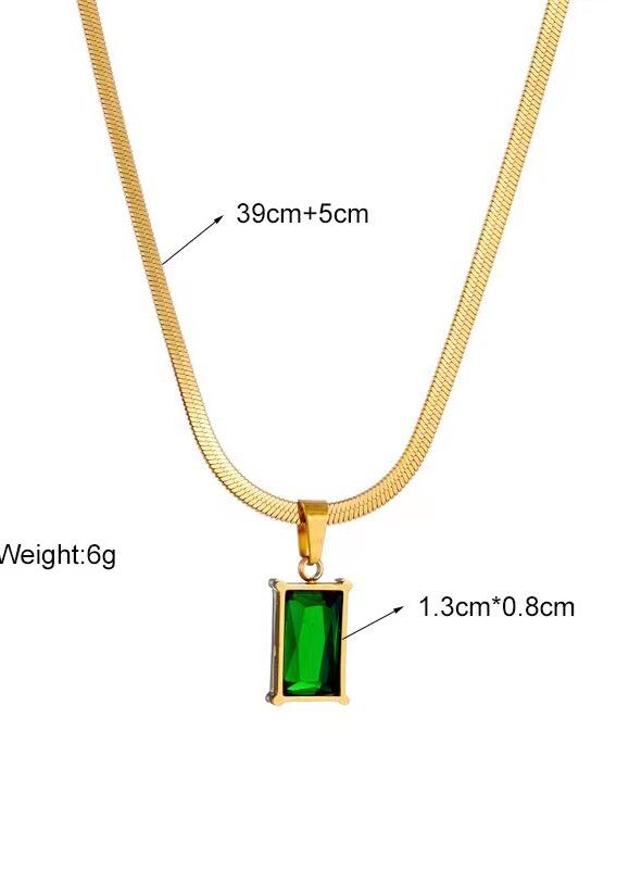 Emerald Green Rectangular Necklace