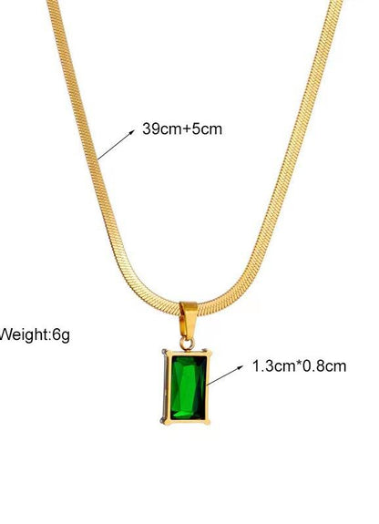 Emerald Green Rectangular Necklace