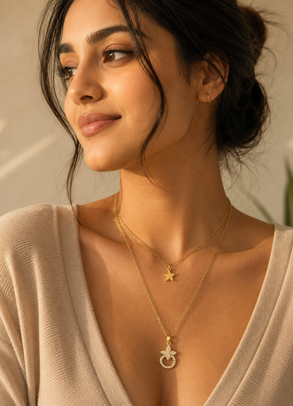 Layered Star & Floral Necklace