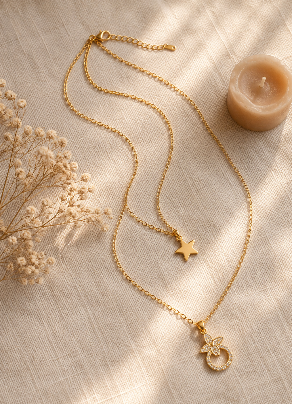 Layered Star & Floral Necklace