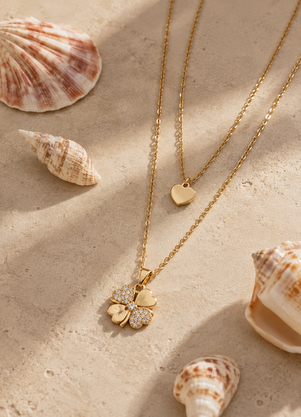Clover Heart Layered Necklace