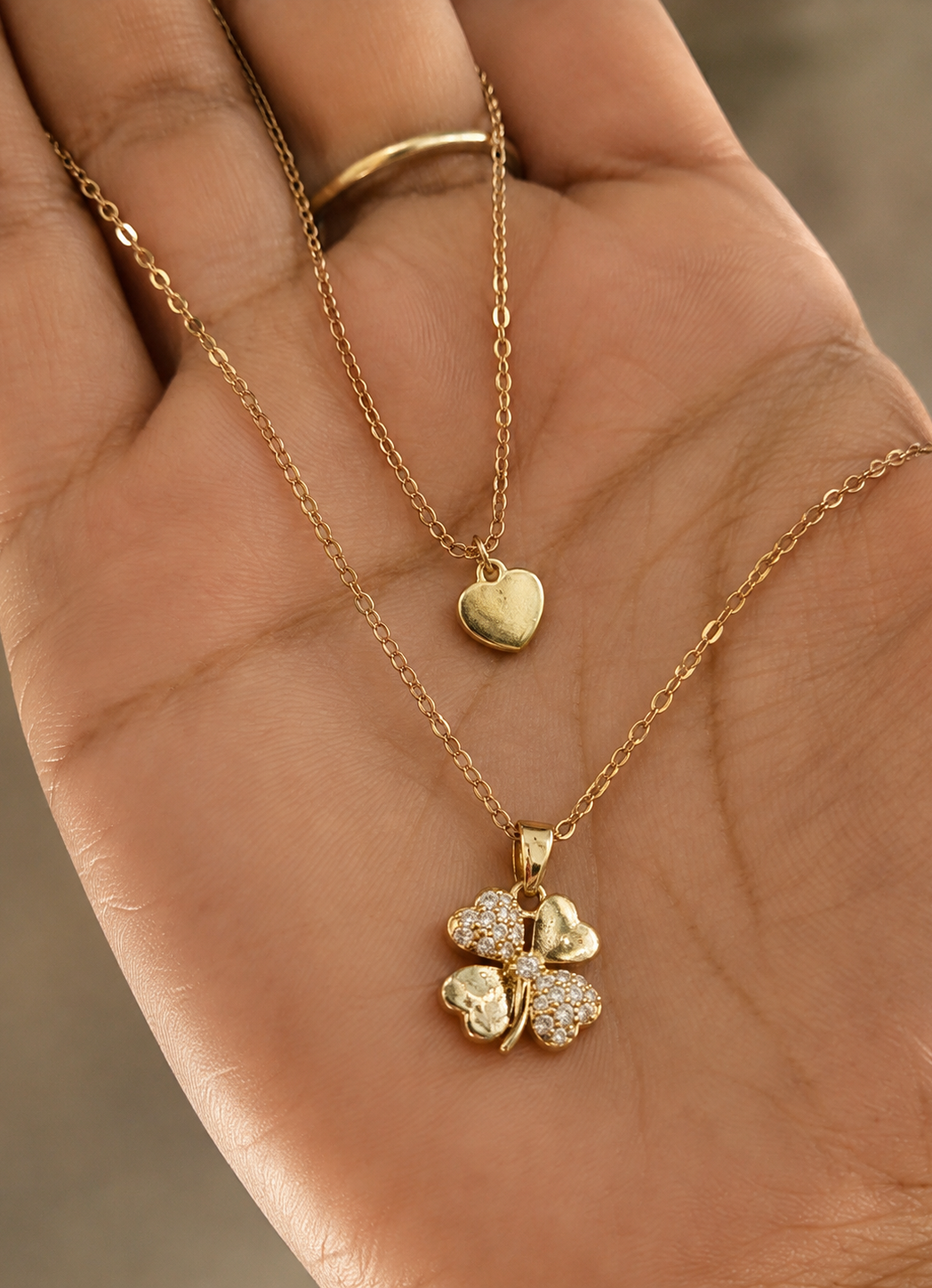 Clover Heart Layered Necklace