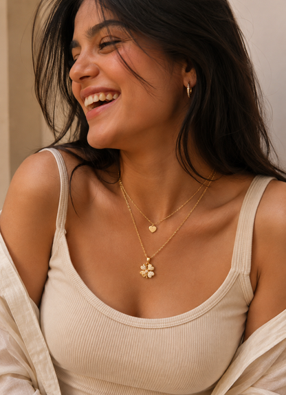 Clover Heart Layered Necklace