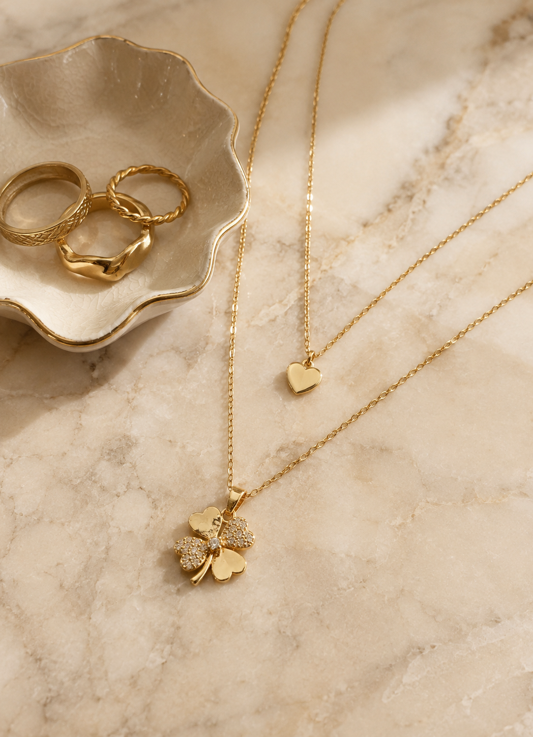 Clover Heart Layered Necklace