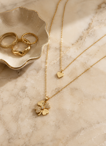 Clover Heart Layered Necklace