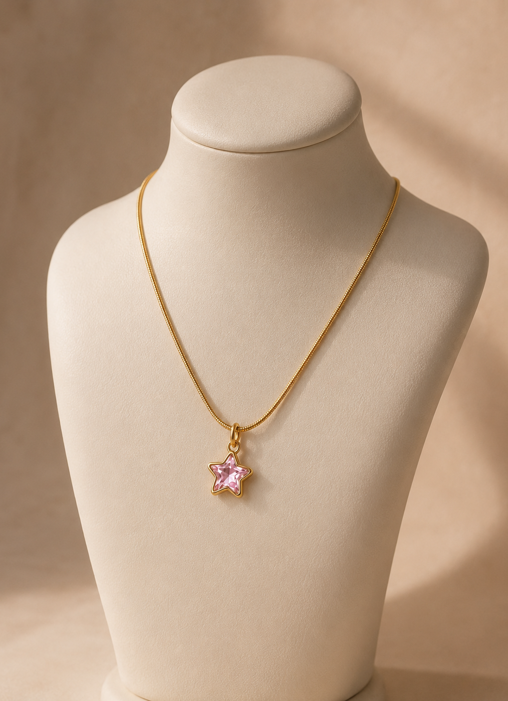 Pink Star Crystal Pendant Necklace