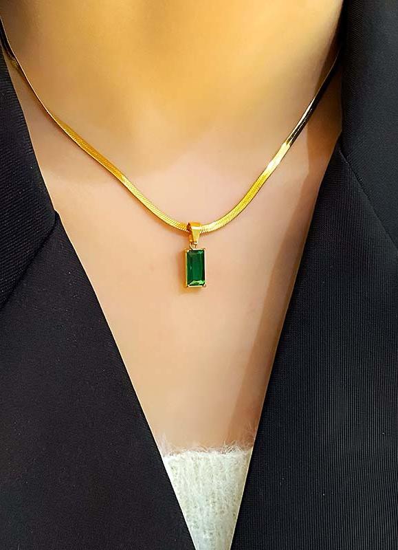 Emerald Green Rectangular Necklace