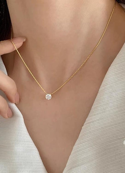 Dainty Solitaire Pendant Necklace